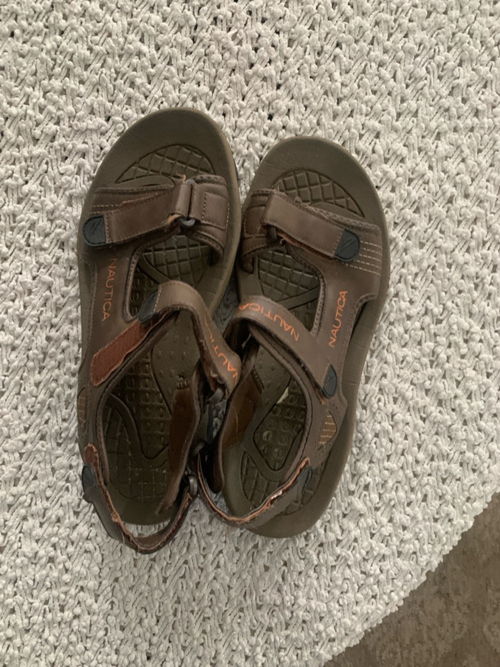 Nautica Brown Men's Leather-Look Hook & Loop Sport Sandals